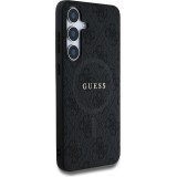Samsung Galaxy S25 Case Hülle - Guess Monogramm Kunstleder mit integriertem MagSafe und goldenem Logo - Schwarz