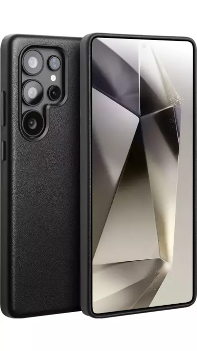 Hülle Samsung Galaxy S25 Ultra - Qialino Echtleder (MagSafe kompatibel) - Schwarz