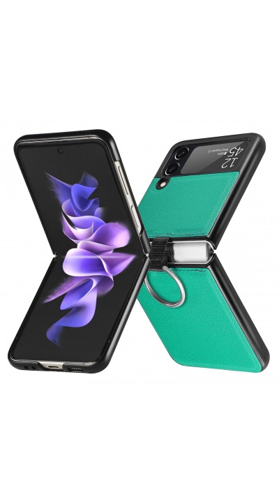 Galaxy Z Flip3 5G Case Hülle - Luxus Lederhülle in elegantem Look inkl. Tragering - Grün