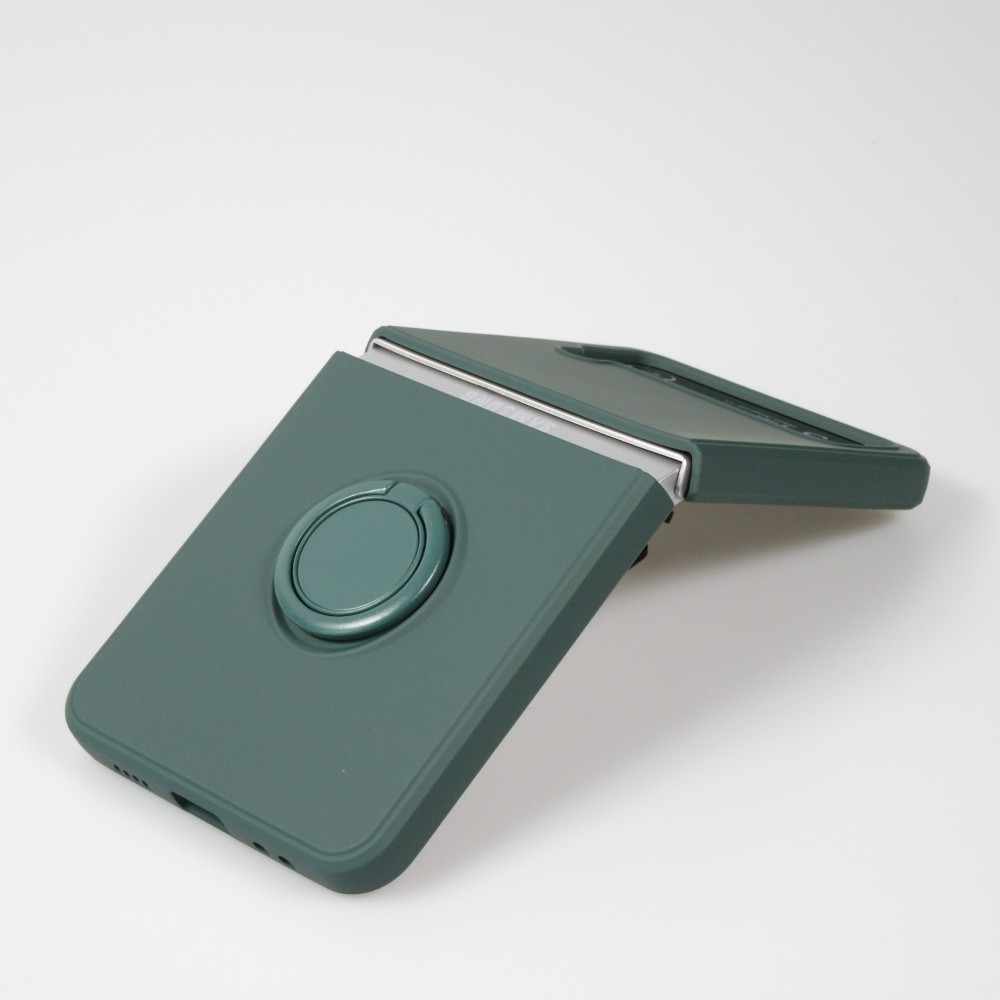 Galaxy Z Flip4 Case Hülle - Soft Touch mit Ring - Dunkelgrün