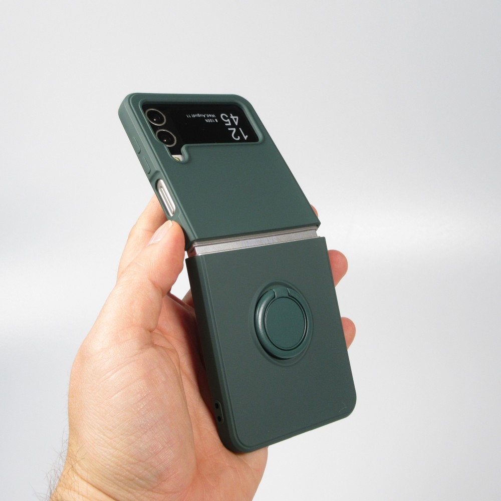 Galaxy Z Flip4 Case Hülle - Soft Touch mit Ring - Dunkelgrün