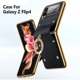 Galaxy Z Flip4 Case Hülle - Luxury Leder Ring - Schwarz