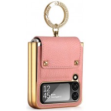 Galaxy Z Flip4 Case Hülle - Luxury Leder Ring - Rosa
