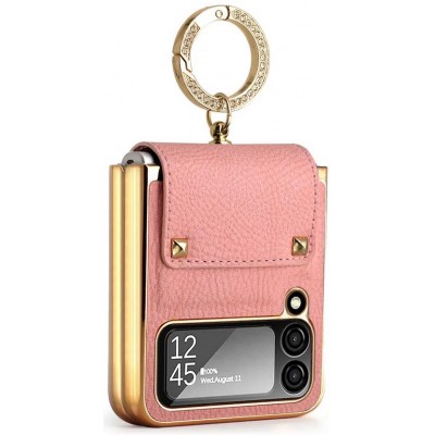 Galaxy Z Flip4 Case Hülle - Luxury Leder Ring - Rosa