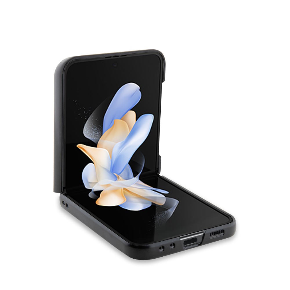 Coque Samsung Galaxy Z Flip5 - BMW M effet carbone et cuir avec logo métallique en relief - Noir
