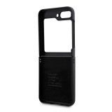 Coque Samsung Galaxy Z Flip5 - BMW M effet carbone et cuir avec logo métallique en relief - Noir