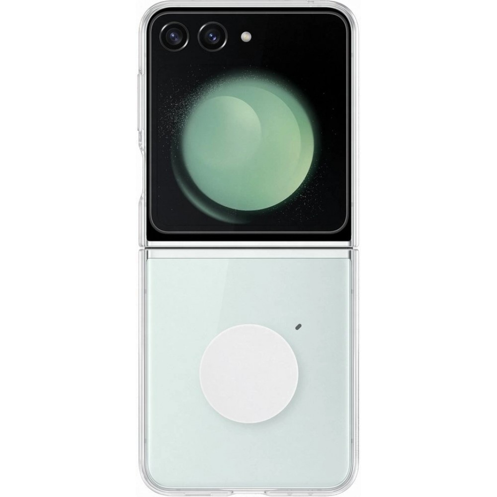 Samsung Galaxy Z Flip5 Case Hülle - Transparente Schutzhülle mit Ständer + 25W USB-C Ladegerät (Samsung Starter Pack)