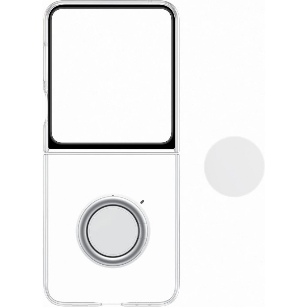 Samsung Galaxy Z Flip5 Case Hülle - Transparente Schutzhülle mit Ständer + 25W USB-C Ladegerät (Samsung Starter Pack)