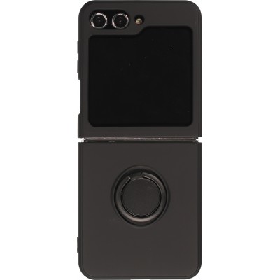 Galaxy Z Flip5 Case Hülle - Soft Touch mit Ring - Schwarz