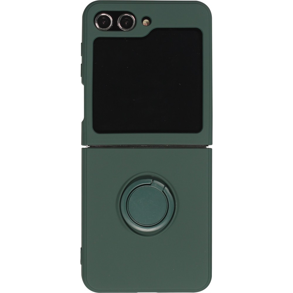 Galaxy Z Flip5 Case Hülle - Soft Touch mit Ring - Dunkelgrün