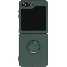 Galaxy Z Flip5 Case Hülle - Soft Touch mit Ring - Dunkelgrün