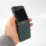 Galaxy Z Flip5 Case Hülle - Soft Touch mit Ring - Dunkelgrün