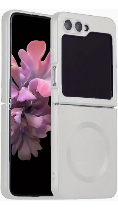 Galaxy Z Flip6 Case Hülle - Weiches faltbares Silikon mit MagSafe und Kameraschutz - Weiss