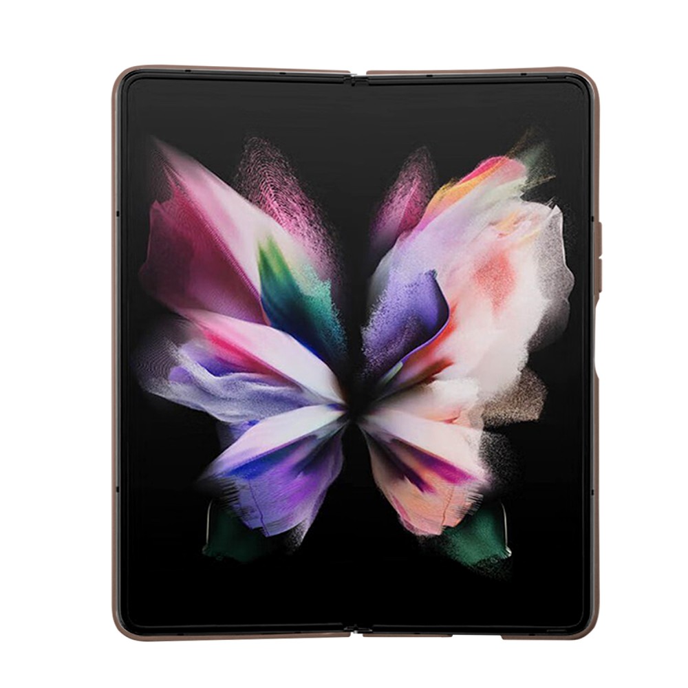 Coque Samsung Galaxy Z Fold5 - Guess monogramme similicuir logo métal et strass - Brun