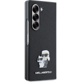 Coque Samsung Galaxy Z Fold6 -  Karl Lagerfeld Saffiano avec Karl et Choupette logo métallique - Noir