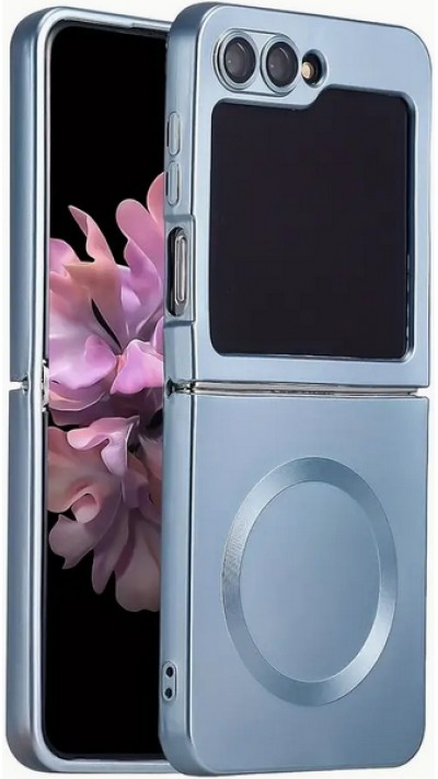 Galaxy Z Flip6 Case Hülle - Weiches faltbares Silikon mit MagSafe und Kameraschutz - Blau
