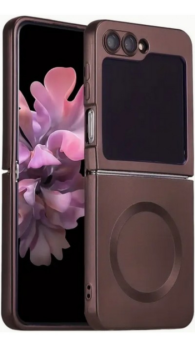 Galaxy Z Flip6 Case Hülle - Weiches faltbares Silikon mit MagSafe und Kameraschutz - Braun