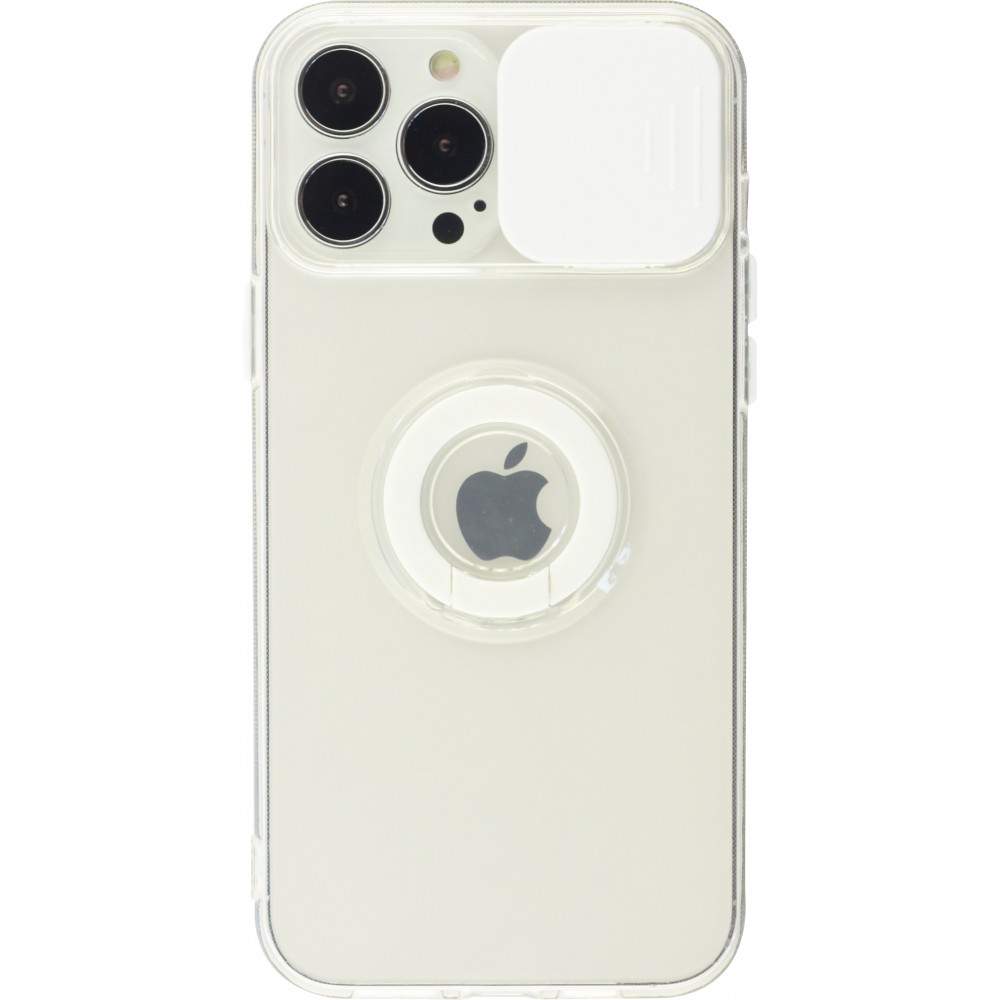 iPhone 14 Pro Max Case Hülle - mit Kamera-Slider und Ring - Weiss