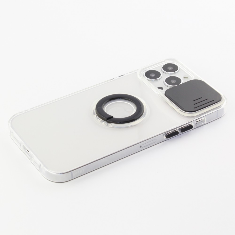 iPhone 14 Pro Max Case Hülle - mit Kamera-Slider und Ring - Schwarz