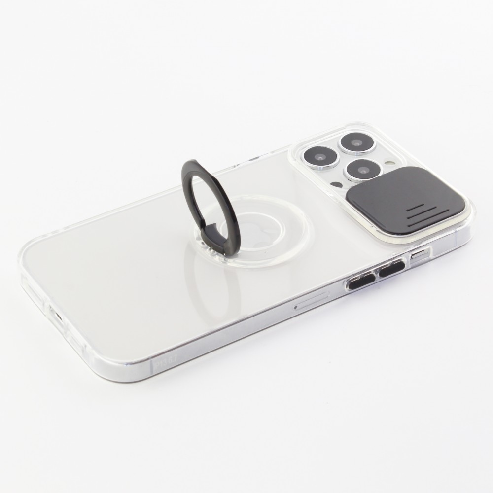 iPhone 14 Pro Max Case Hülle - mit Kamera-Slider und Ring - Schwarz