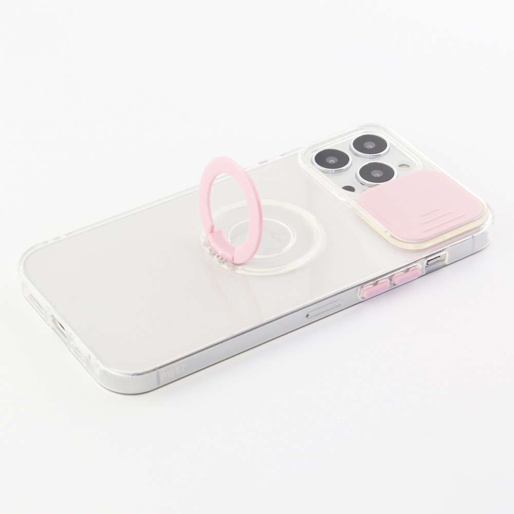 iPhone 14 Pro Max Case Hülle - mit Kamera-Slider und Ring - Rosa