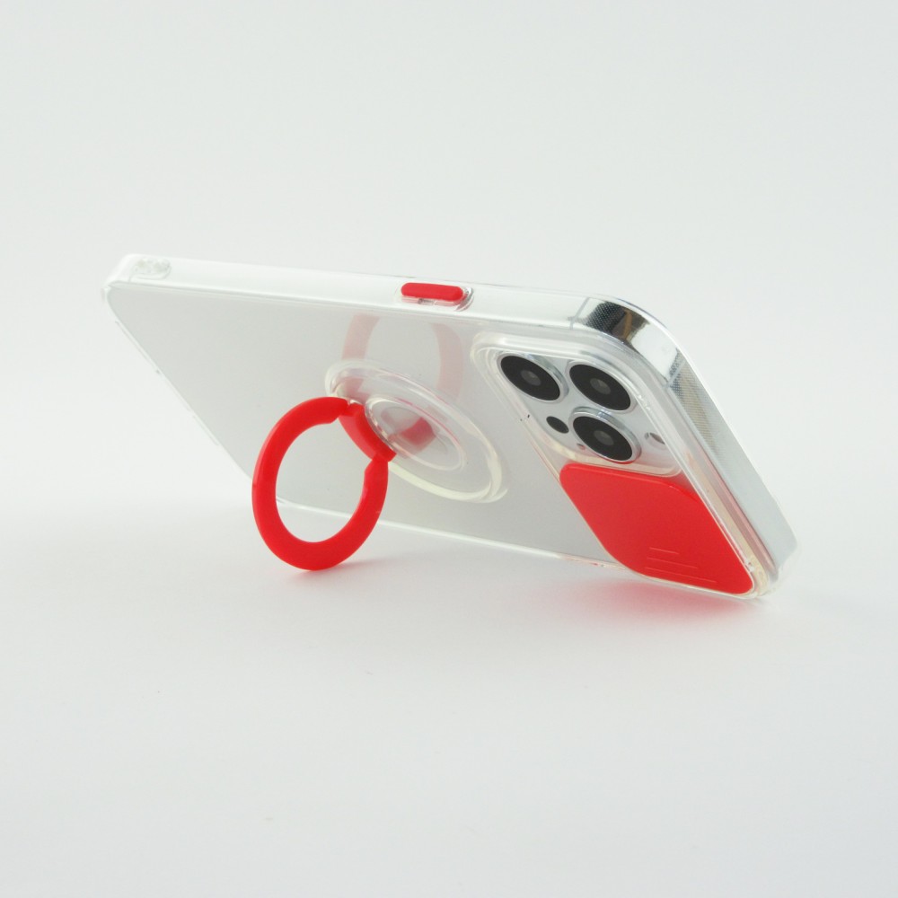iPhone 14 Pro Max Case Hülle - mit Kamera-Slider und Ring - Rot