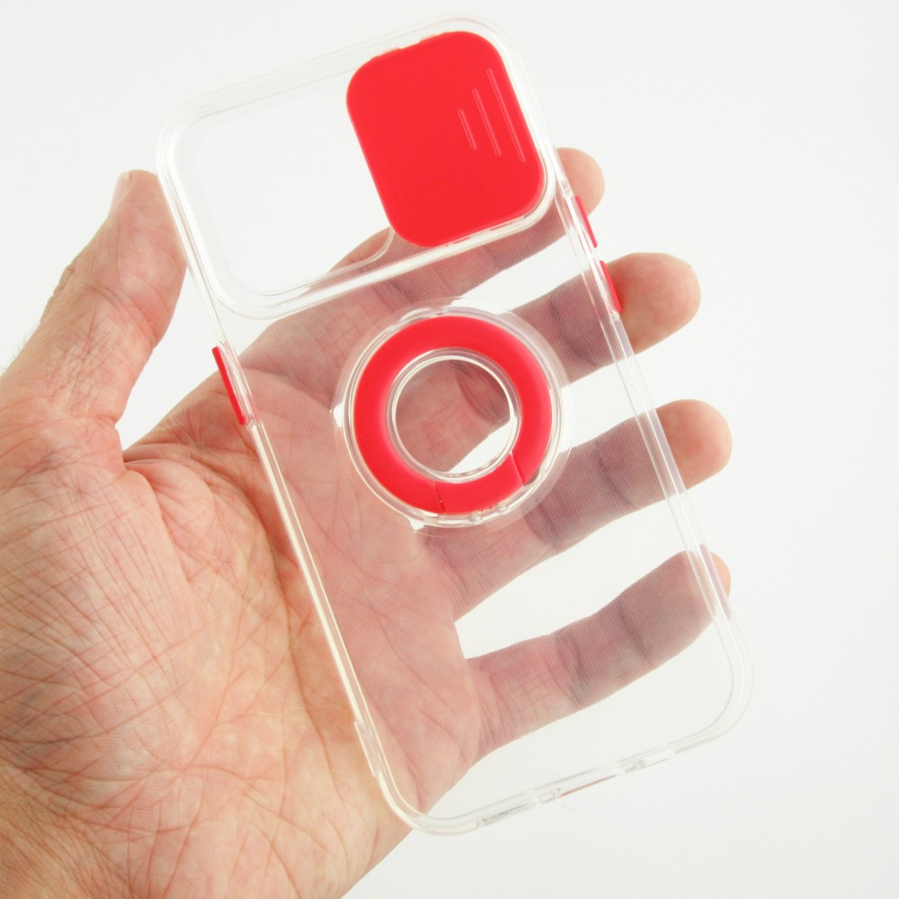 iPhone 14 Pro Max Case Hülle - mit Kamera-Slider und Ring - Rot
