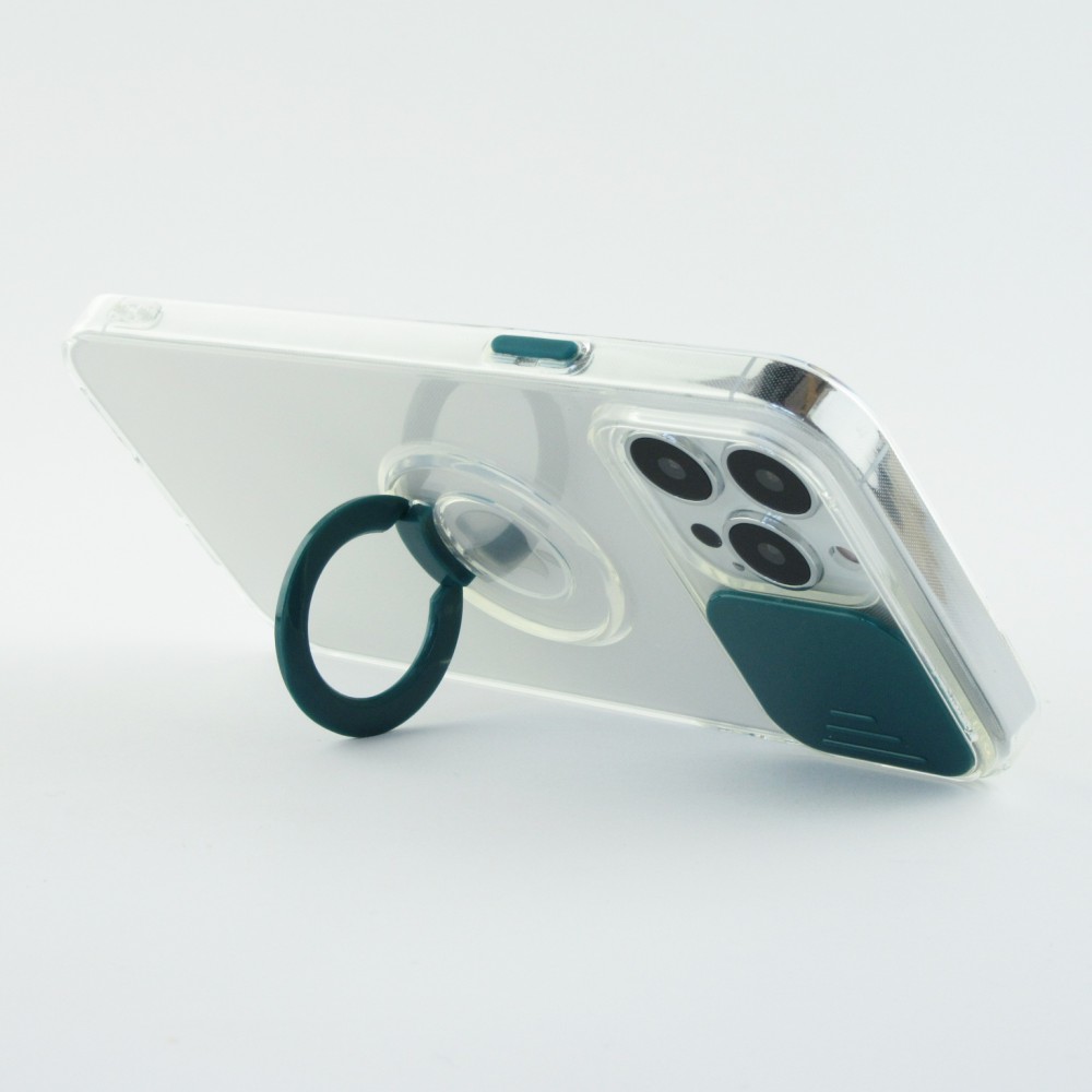 iPhone 13 Pro Case Hülle - mit Kamera-Slider und Ring - Dunkelgrün