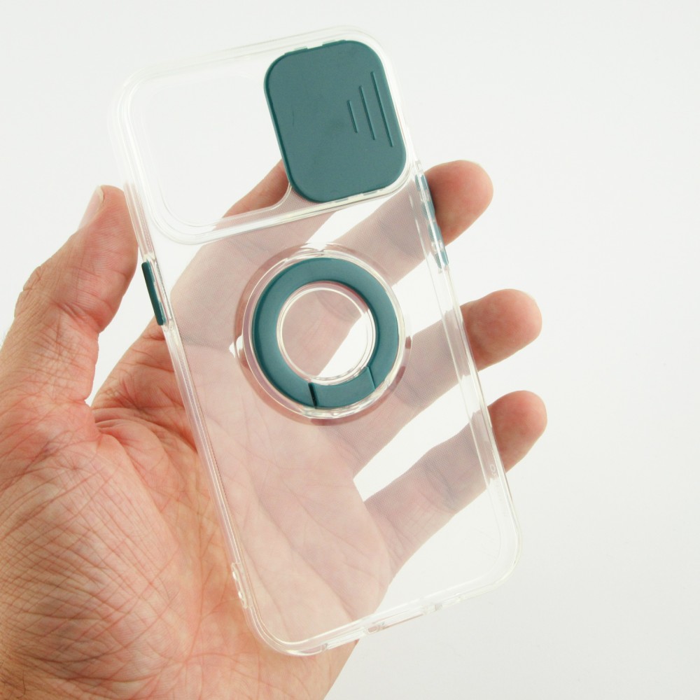 iPhone 13 Pro Case Hülle - mit Kamera-Slider und Ring - Dunkelgrün