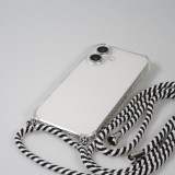 Hülle Samsung iPhone 16 Pro Max - Gummi transparent mit Seil - Weiss / Schwarz