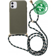 Hülle iPhone 12 / 12 Pro - Bio Eco-Friendly Vegan mit Handykette Necklace - Dunkelgrün