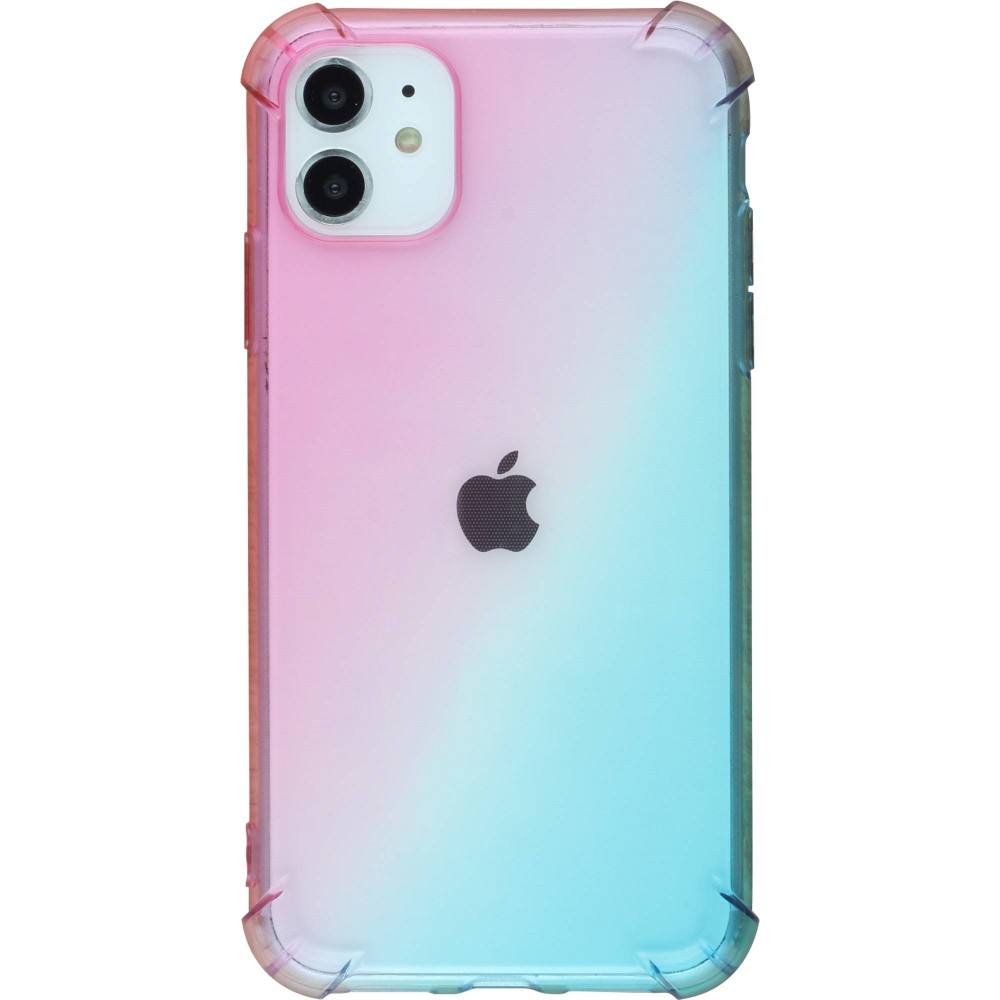 Hülle iPhone 16e - Gummi Bumper Rainbow mit extra Schutz für Ecken Antischock - rosa blau