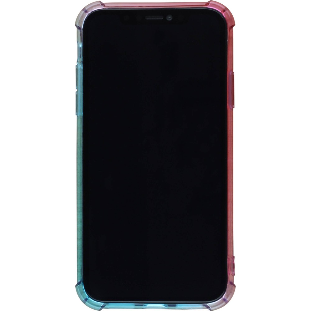Hülle iPhone 16e - Gummi Bumper Rainbow mit extra Schutz für Ecken Antischock - rosa blau