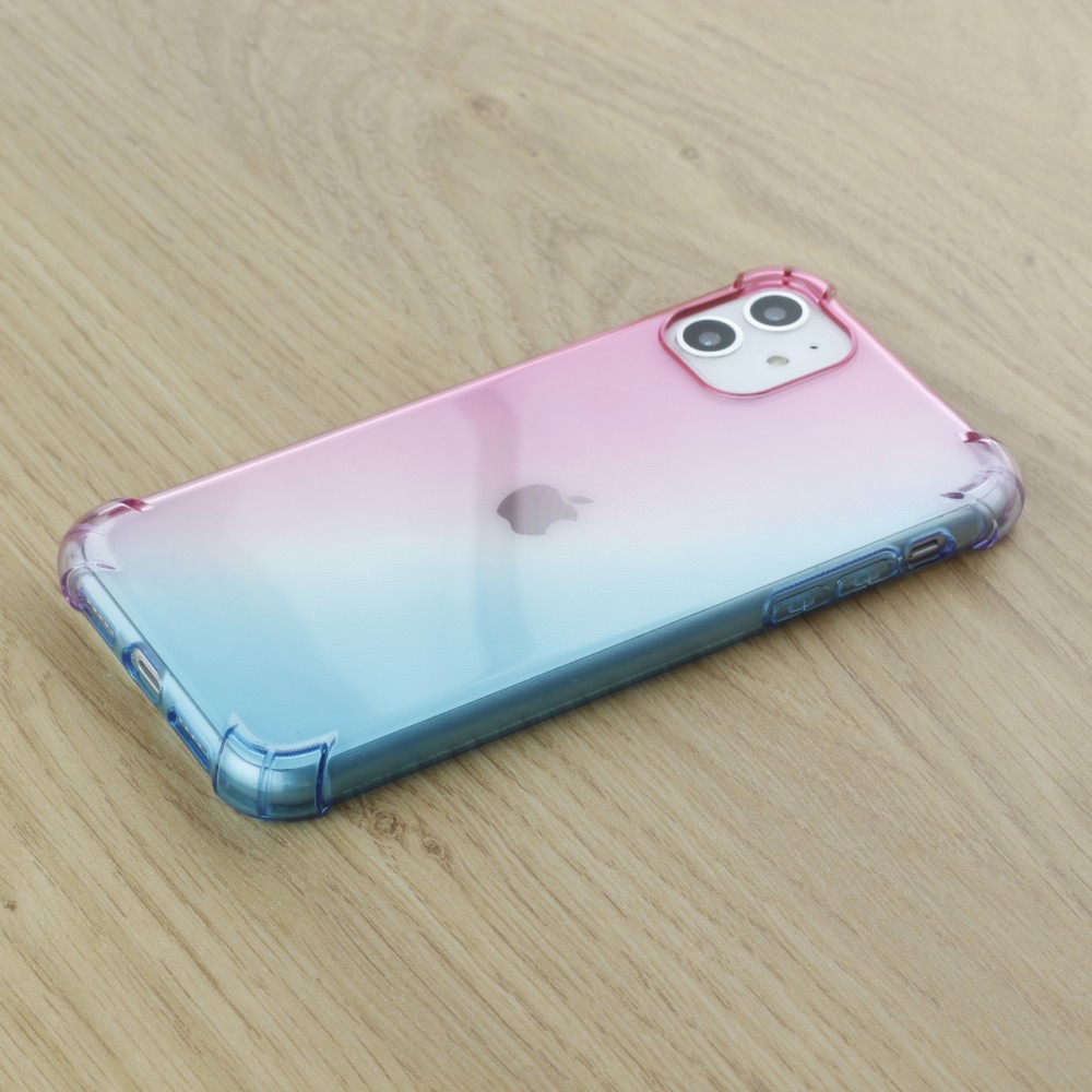 Hülle iPhone 16e - Gummi Bumper Rainbow mit extra Schutz für Ecken Antischock - rosa blau
