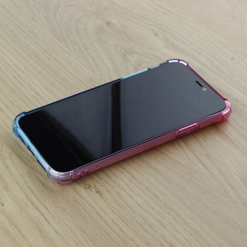 Hülle iPhone 16e - Gummi Bumper Rainbow mit extra Schutz für Ecken Antischock - rosa blau