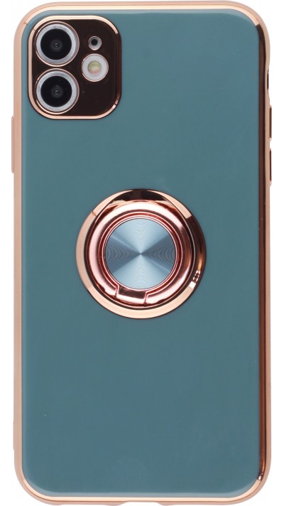 Hülle iPhone 12 - Gummi Bronze mit Ring grau grün