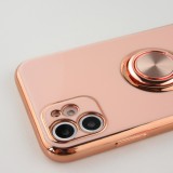 Hülle iPhone 14 - Gummi Bronze mit Ring - Rosa