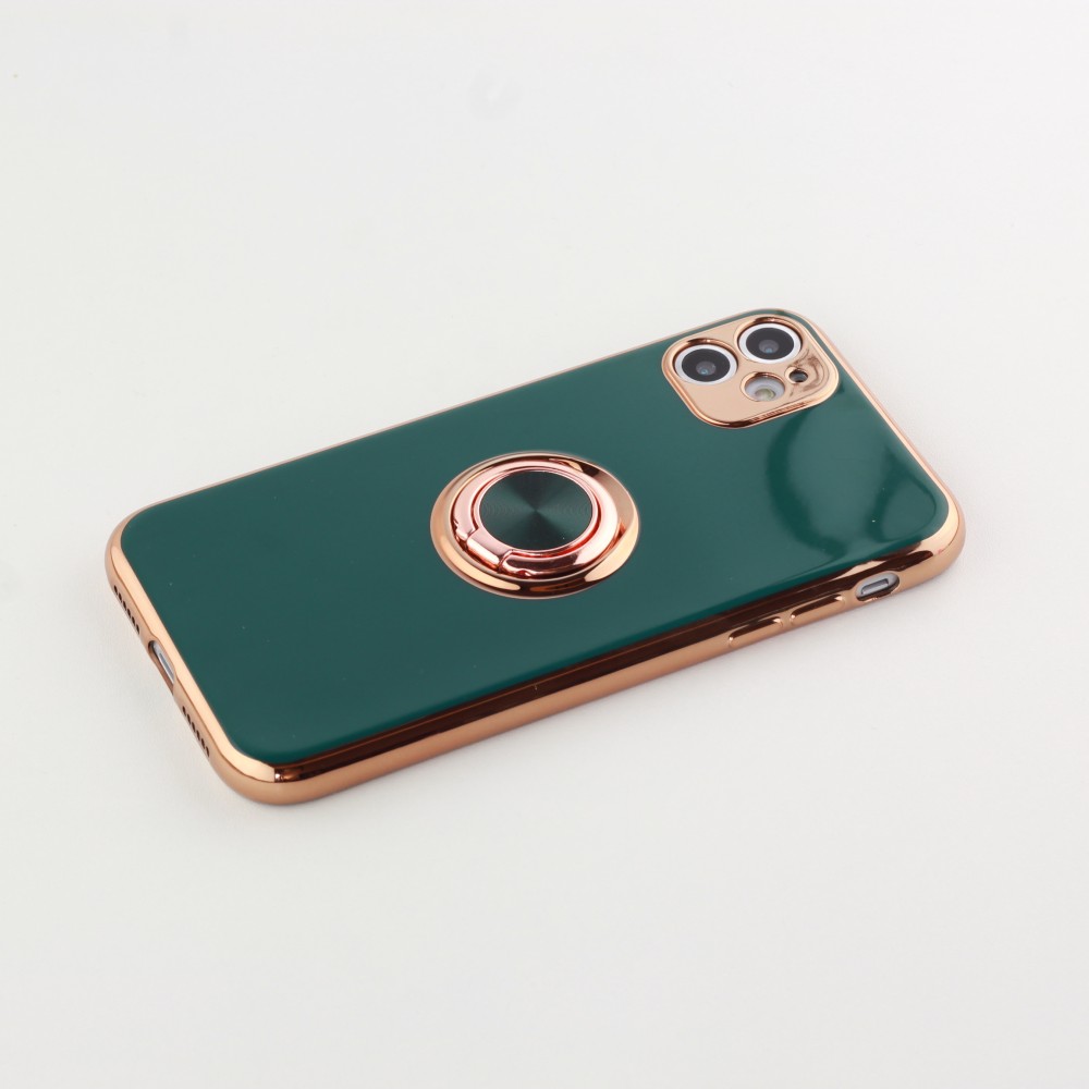 Hülle Samsung Galaxy S25+ - Gummi Bronze mit Ring - Dunkelgrün