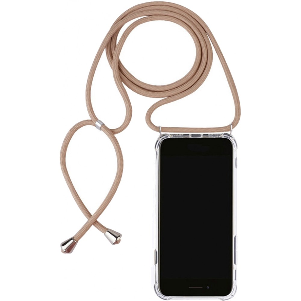 Hülle iPhone X / Xs - Gummi transparent mit Seil beige