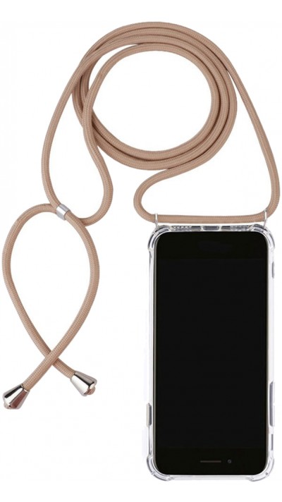 Hülle iPhone 12 / 12 Pro - Gummi transparent mit Seil beige