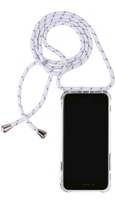 Hülle Samsung Galaxy S25+ - Gummi transparent mit Seil - Weiss gefleckt
