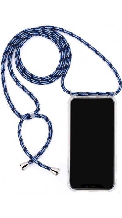 Hülle iPhone 15 Pro - Gummi transparent mit Seil blau gefleckt
