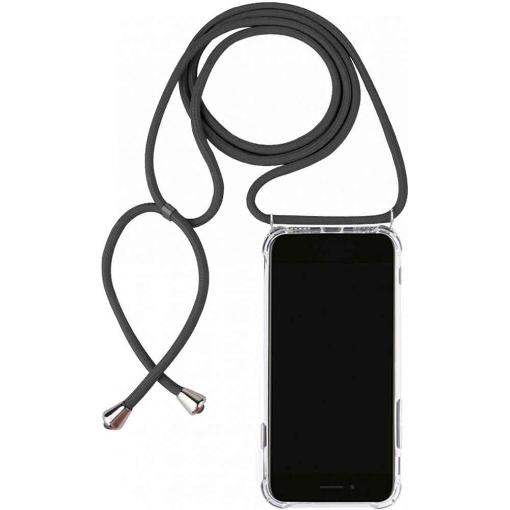 Hülle iPhone 16e - Gummi transparent mit Seil - Grau