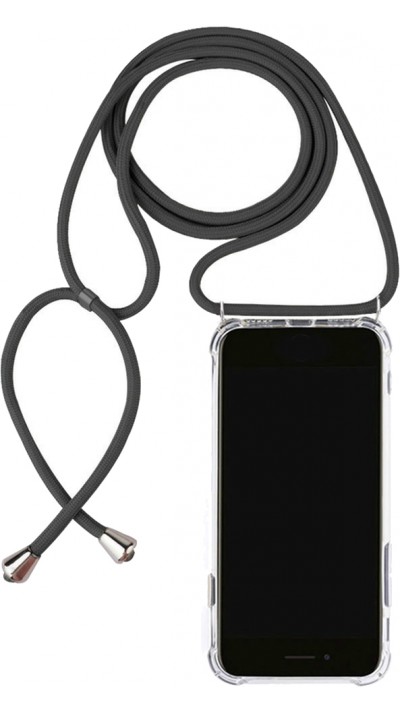 Hülle iPhone 16 Pro Max - Gummi transparent mit Seil - Grau