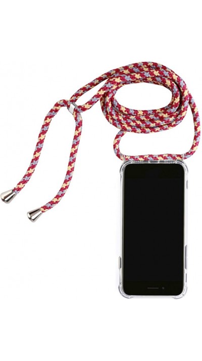Hülle iPhone 15 Pro Max - Gummi transparent mit Seil gold - Rot