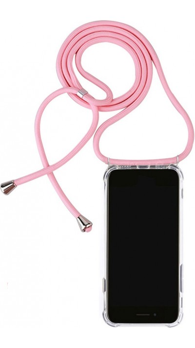 Hülle Samsung Galaxy S21 5G - Gummi transparent mit Seil - Rosa