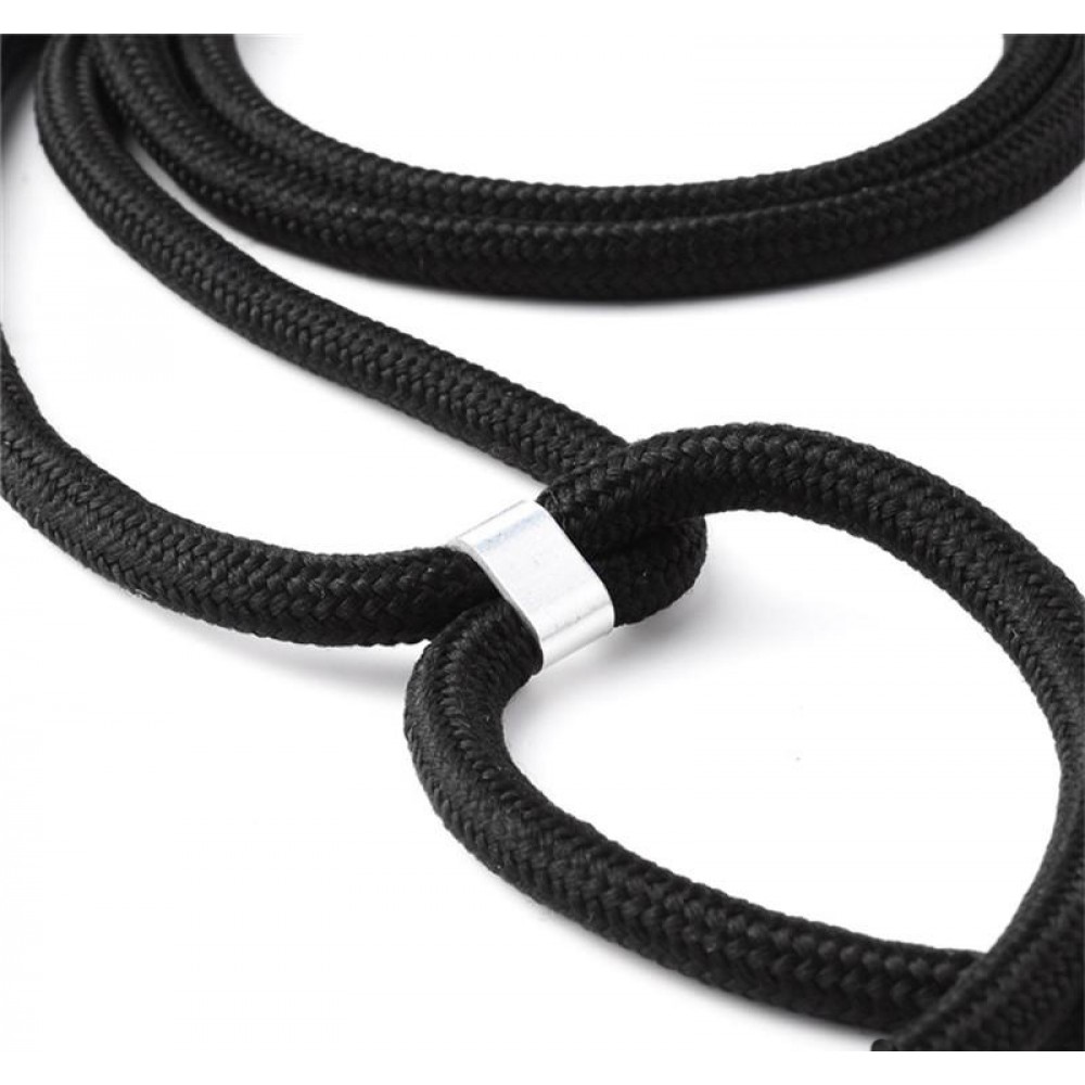 Coque iPhone 15 Plus - Gel transparent avec lacet vert - Bleu