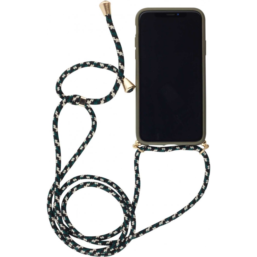 Hülle iPhone 11 Pro Max - Bio Eco-Friendly Vegan mit Handykette Necklace - Dunkelgrün