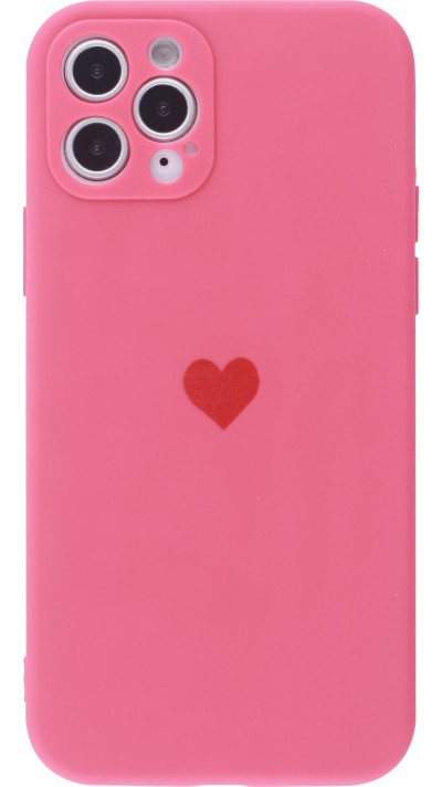 Hülle iPhone 12 Pro Max - Silikon Mat Herz - Rosa