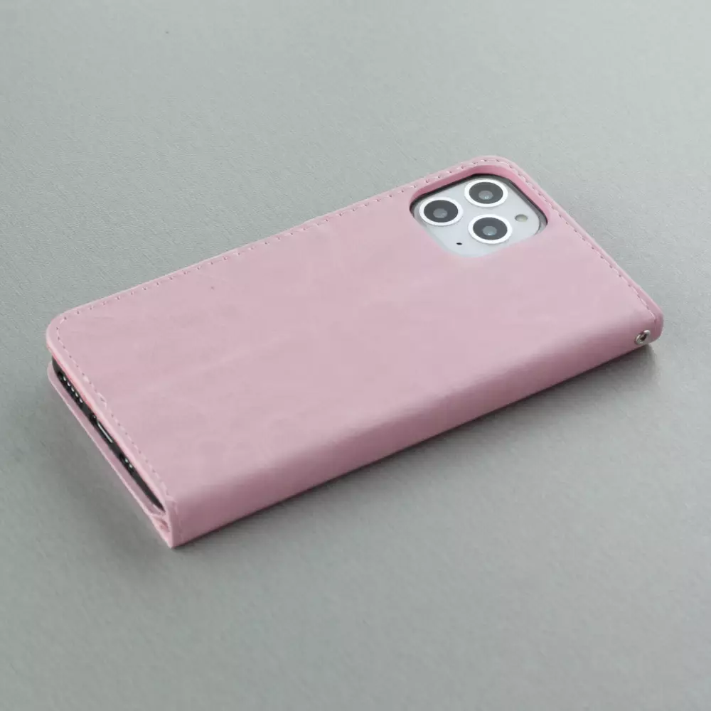 Fourre iPhone 16 Pro - Premium Flip cuir lisse porte-cartes - Rose clair
